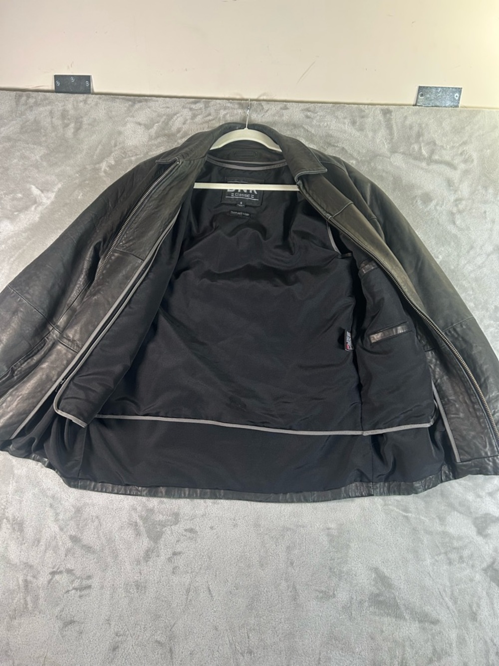 DNK Black Leather Bomber Jacket - Picture 5 of 16